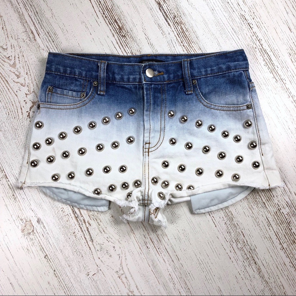 Forever 21 Studded High-Rise Cut-off Shorts 25